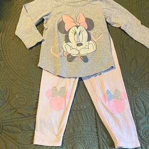 Disney Minnie Mouse Gray and Pink Kids Pants - few minor stains pictured